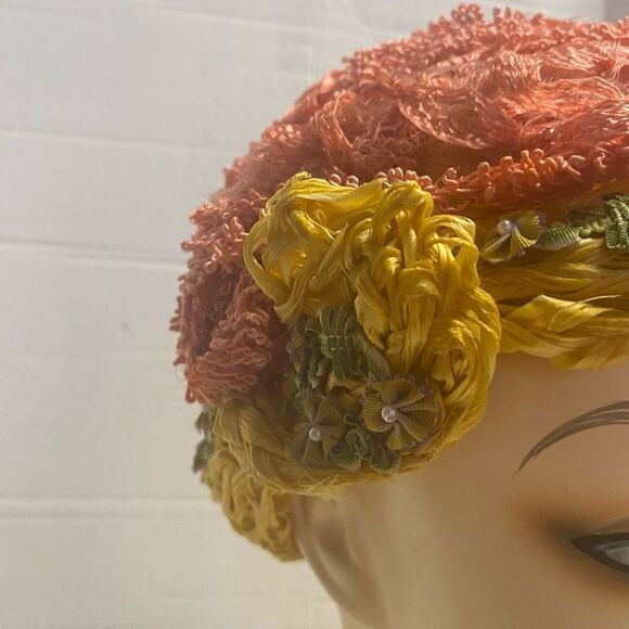 FORM’E‎ MILLINERY Women’s Vintage Style Hat Yellow Orange - Picture 8 of 12